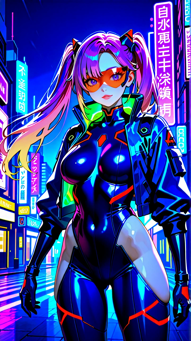 lucy cyberpunk , sexy girl, topless, red outlined, pink eyes