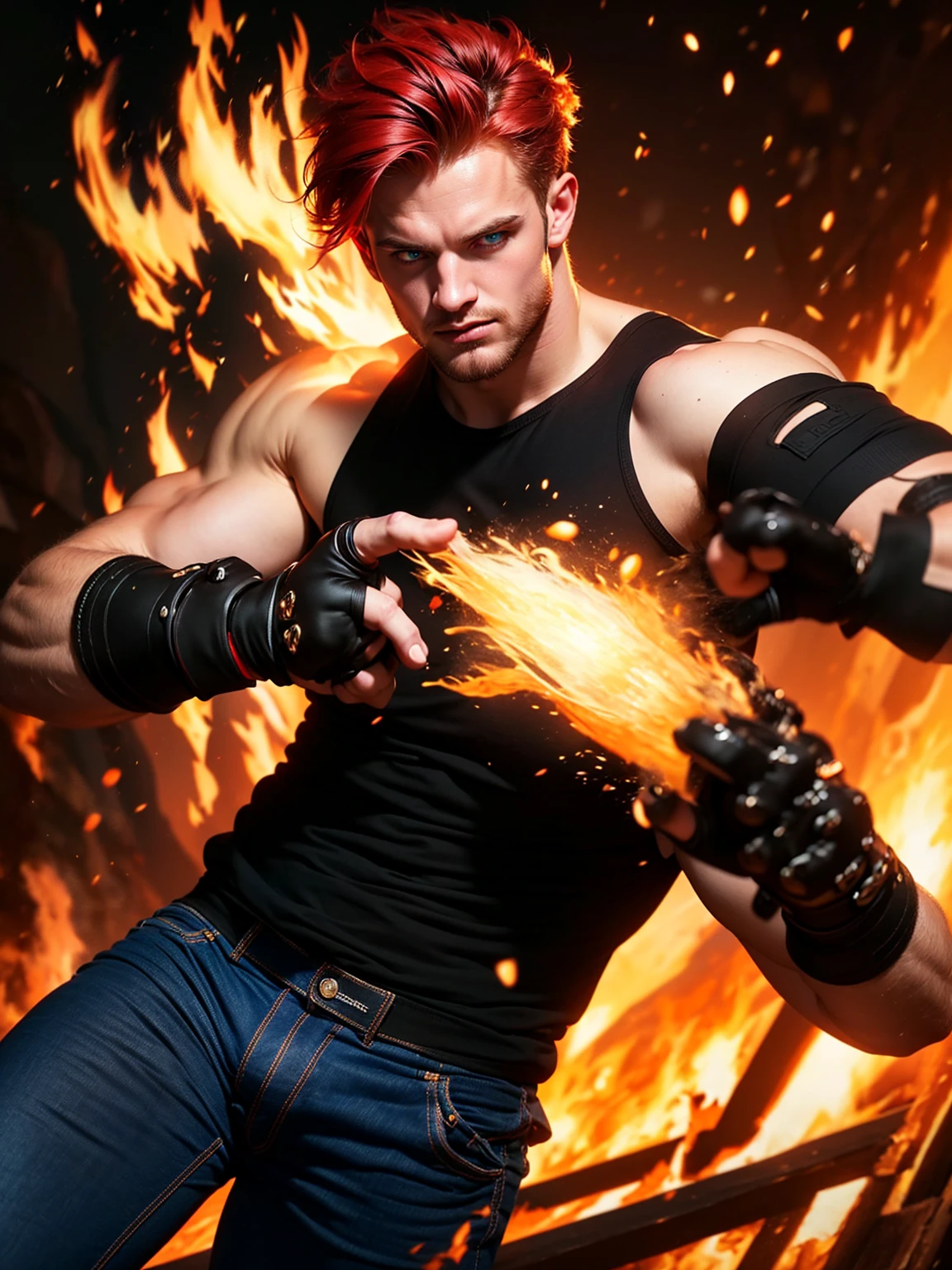 (best quality,4k,8k,highres,masterpiece:1.2),ultra-detailed,(realistic,photorealistic,photo-realistic:1.37),portrait,painting,fight scene,aggressive,powerful,action,violent,male character,angry expression,intense,forceful,Picasso-style brushwork,torn clothes,dynamic pose,dramatic lighting,shadows and highlights,wild motions,muscular physique,defiant face,rippling muscles,chaotic energy,quick brushstrokes,fiery colors,bold brushstrokes,ripped fabric,expression of rage,agitated gestures,determined stance,energetic lines,rippling fabric,motion blur,physicality,captured moment,explosive movement,emotional intensity,anger and aggression,confrontation,battle,clashing,ruptured garments,adrenaline-fueled,concentrated fury,sharp detail,striking composition,dynamic angles,emphasized 3D effect