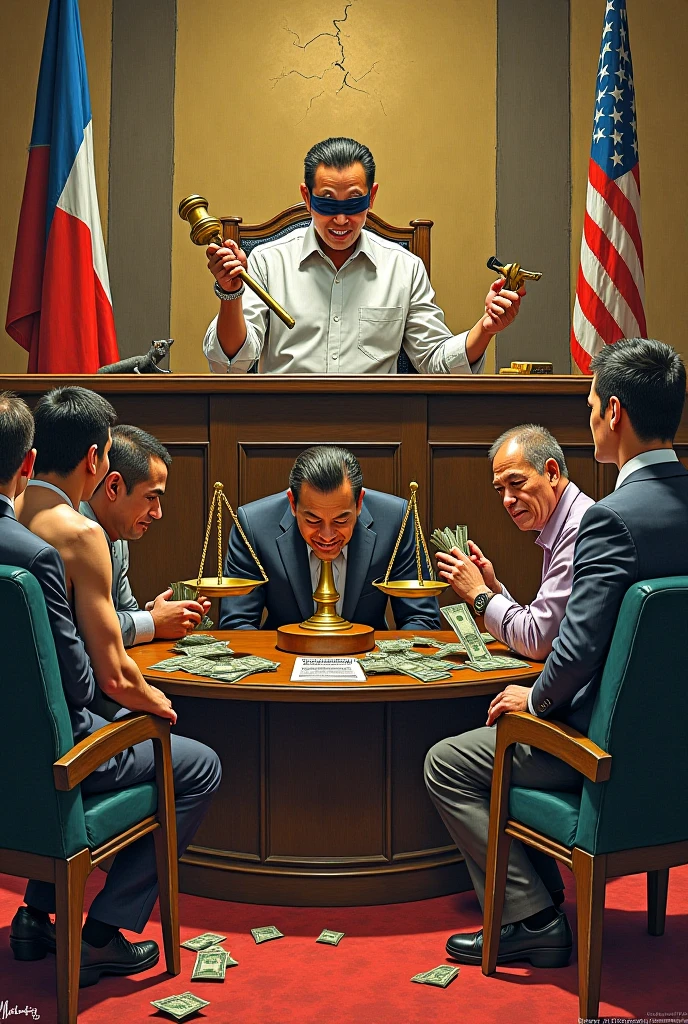 14 young brownish black boys seated around the table filled with money, seriously focusing on the table, wearing same cloths, black suites and white button shirt inside, the word Bucks Riders on the wall