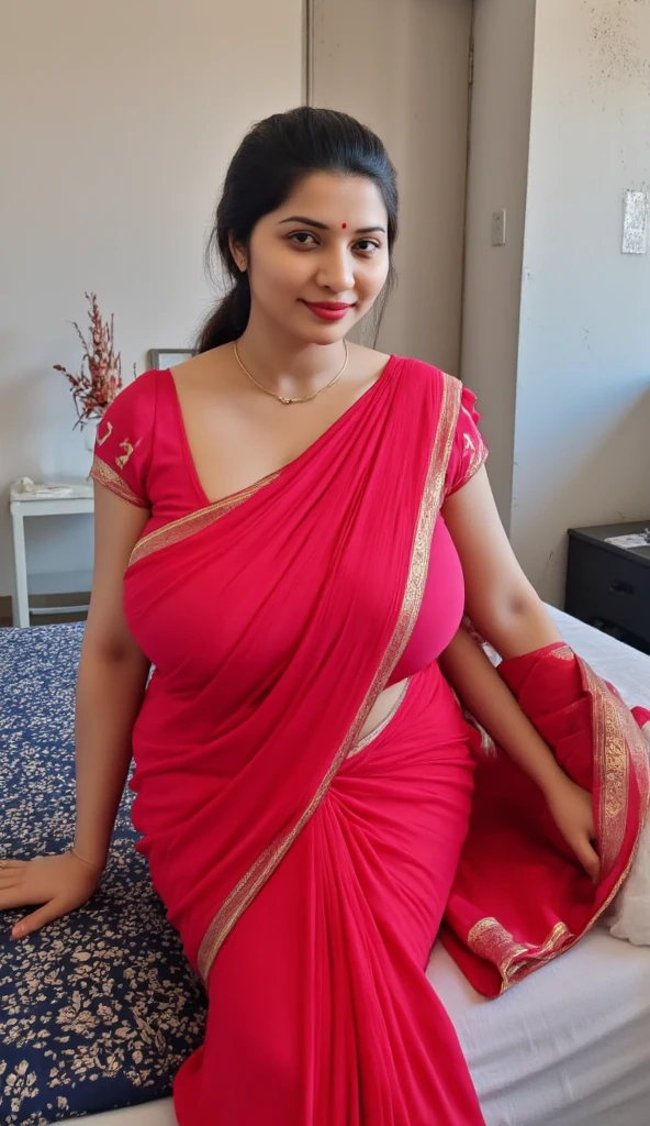 Beautiful desi girl in saari, with hot cleavages.