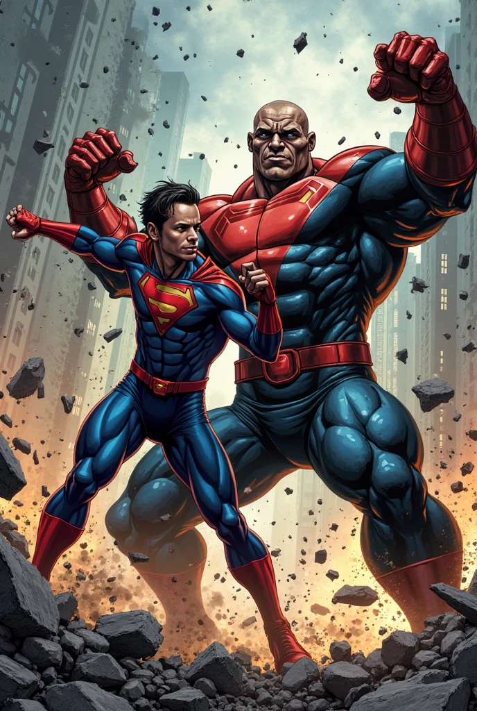 A cartoon of Mike Tyson fighting Superman