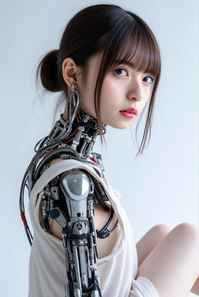 (1girl:1.2), masterpiece, best quality, best detail, best proportion, best anatomy, best face, fatty, best shaped breasts, very big breasts, (black short hair) ((14 year old japanese lowteen):1.3), ((full body shot):0.9), view from side, (hostage girl), ((prosthetic limbs):1.4), ((prosthetic girl):1.0), (nsfw:1.1) , (full nude:1.5), cameltoe, (cum in pussy), sadly, tears, blush, trackfield(background), (spread her legs wide), wet,