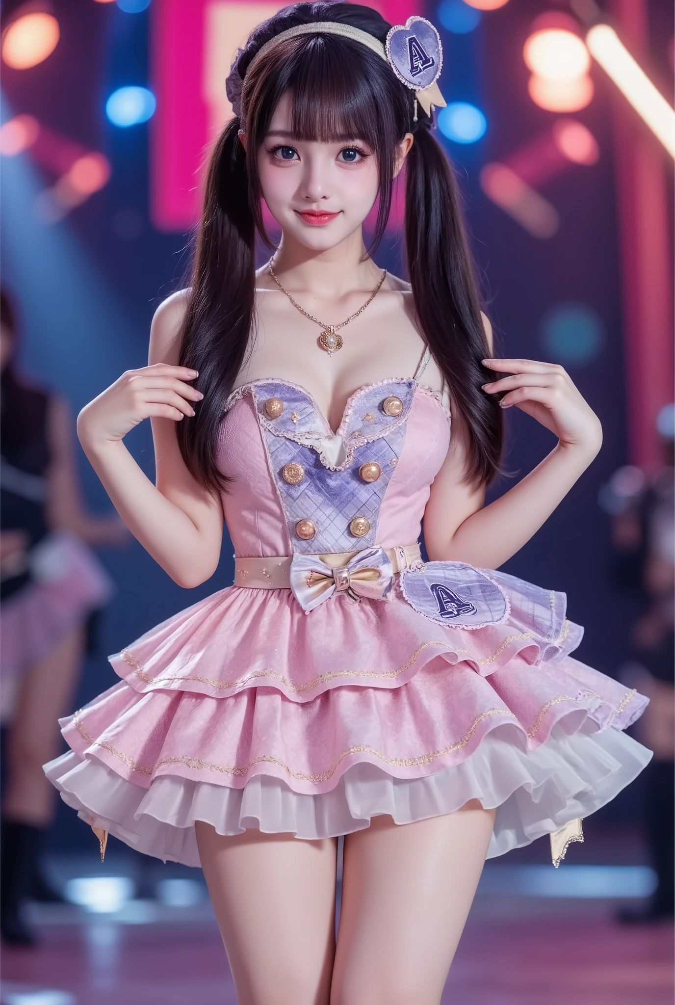 Idol、Colossal tits、Large ribbon、Pink Satin Fabric