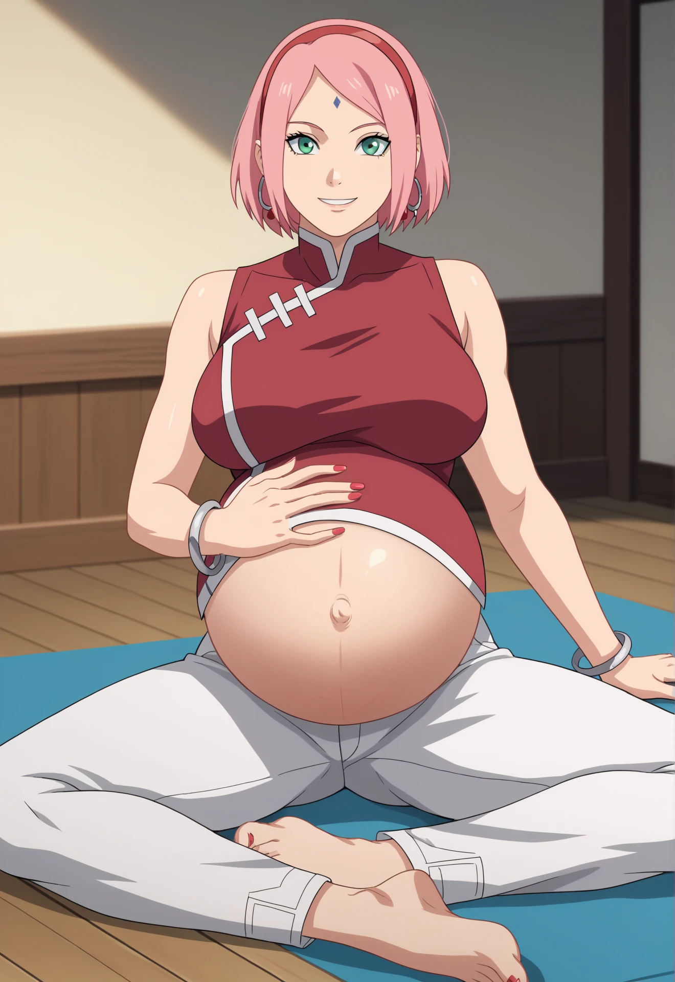 haruno sakura pregnant with 9 Months, ((melhor qualidade, 8k, obra-prima: 1.3)), foc afiado: 1.2, (corte de camada, Grande: 1.2), Mulher Bonita com Figura Perfeita: 1.4 、Abs esguio: 1.2 Textura altamente detalhada do rosto e da pele、olhos detalhados、双眼皮, cabelo longo