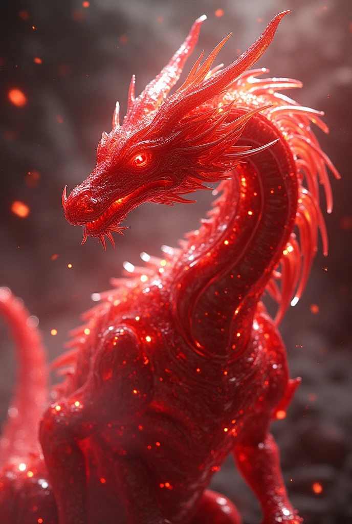 (red chinese dragon:1.3), valentine's day, red hearts, moon, cybernetic implants, liquid metal, high tech, iridescence, ziprealism