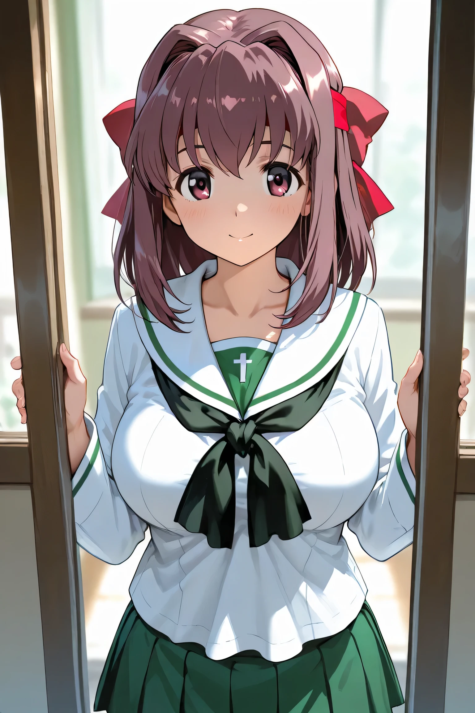 kondou taeko,ooarai school uniform,1girl,solo,