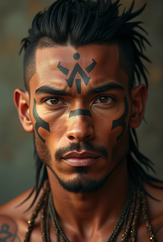 Boy, teenager, hair on fire, indigenous, forest, red eyes, fire hair, indigenous, brown skin, eyes of fire, angry face, tribal tattoos, black, eyes of, Man, eyes red