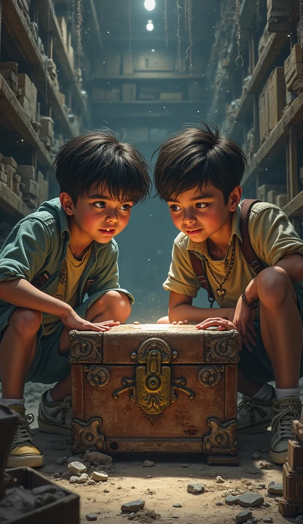 5 young people in an old library, 3 d image