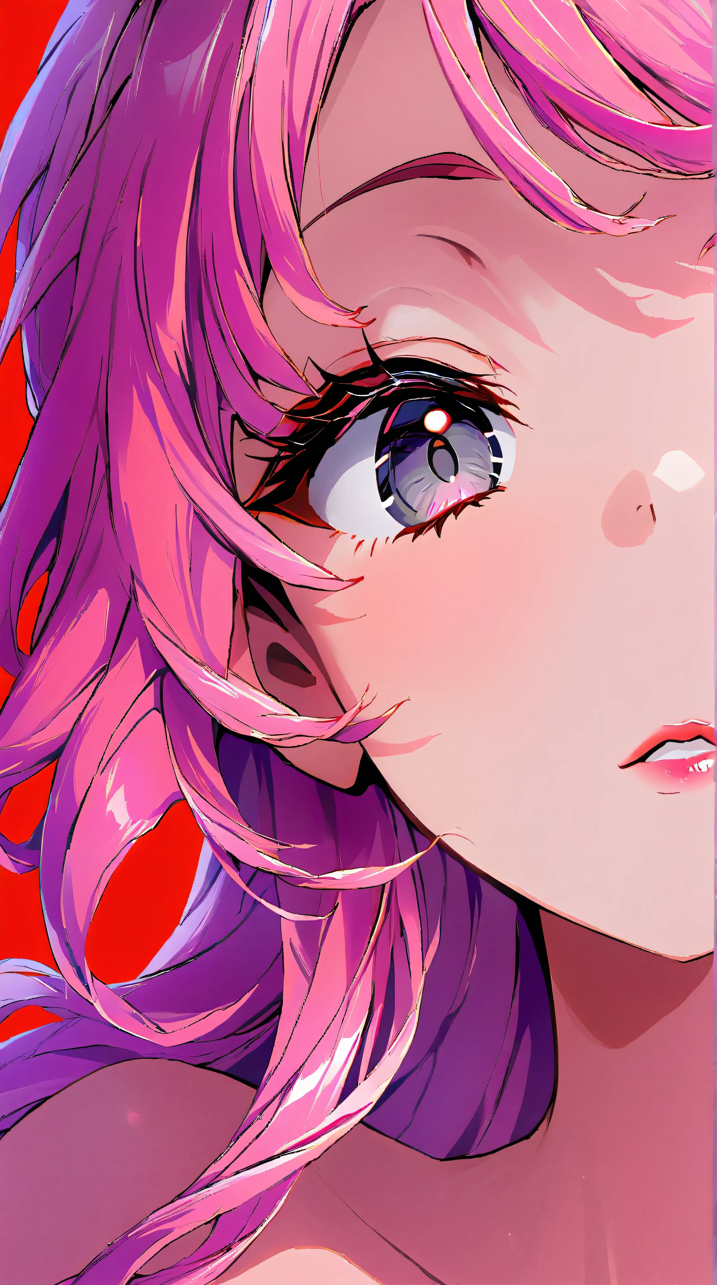 Woman, with very long curly red hair, with gray eyes, she is wearing a tube top and jeans, wears hair decoration, has big , she has pretty pink lips, shiny skin, jewelry, shiny skin, big breasts, cleavage, no background, blue background, red background, sexy, submissive, shy, heavy blushing,
