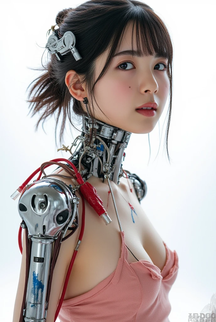 (1.2,high quality), One girl, ((Ultra-Realistic Details)), ⦅whole body⦆、(((A beautiful girl is being tortured: 1.2))))、Global Illumination, Shadow, Absurd, Octane Rendering, 8K, Ultra Sharp, Metal, Complex, Decorations detailed, highly Complex details, (Mechanical body:1.2), ((A clean and pretty face)), (Costume Destruction), Equipment, Bobcut, (robot, Android:1.3), Broken clothes、Girl Warrior、In combat、(((small, Flat Chest:1.4)))、(((((Mechanical body:1.2)))))、((I can see your chest:1.5),((Ryona Defeat))、(nude)、(((Breast amputation)))、Spread your legs and show your pussy
