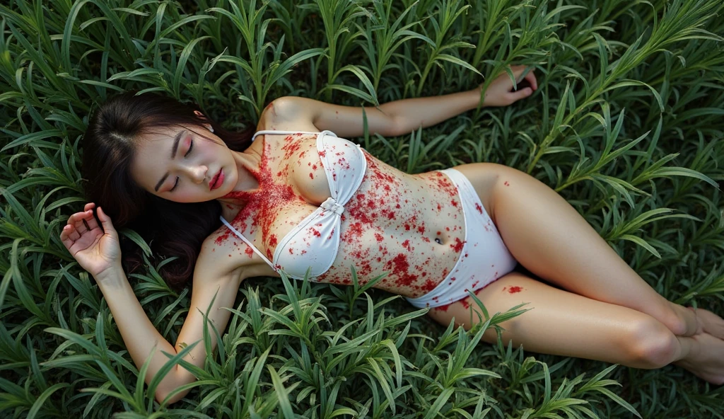 (SFW:1.5),(photo Realistic:1.4), (hyper Realistic:1.4), (Realistic:1.3), best quality,Wounded dead body,corpse,breastplate,slender girl,middle ,13 ythe forest,Detailed skin texture,Sleeveless,feet,Dirty Skin