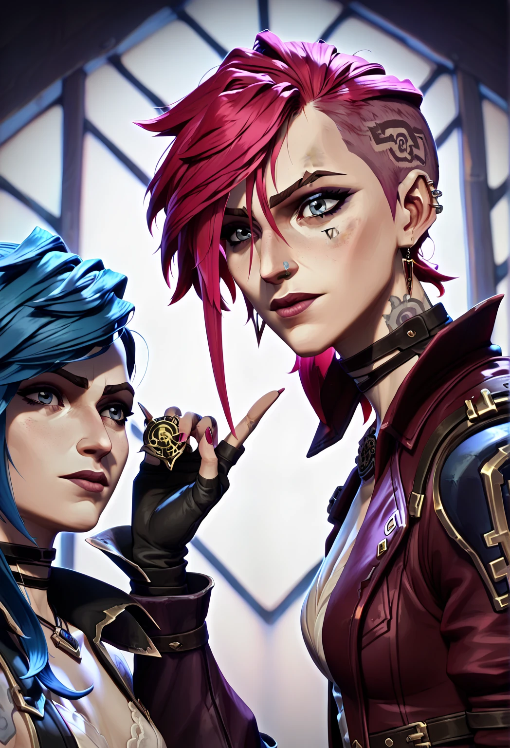 2 garotas. Arcane. Vi e Jinx. Arcane