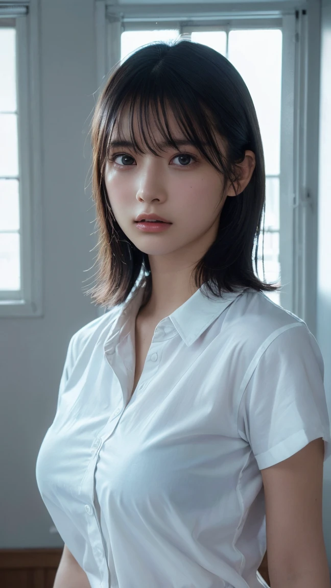 Highest quality, White skin, Real human skin, (Familiar), Oval Face, pore, Ultra-high resolution, (8K, RAW Photos, Realistic: 1.4), One Girl, slim, (kind, Goddess-like eyes) happiness: 1.2), (Lip gloss, eyelash, Terrible face, Highest quality, Ultra-high resolution, Wide Lighting, Natural Shading)、Sexy Nurse、Upper Body、