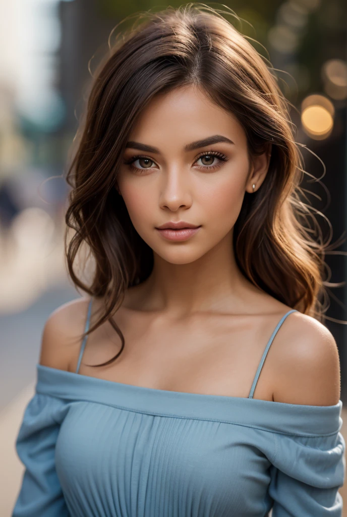 photography of 2 stunning girl, in the city, enjoying, girl, summer, hot girl, (((small bust))), brunette hair, hight bun, looks into the camera, symmetrical face, photorealistic, photography, spectacular lighting,, gorgeous, cleavage, western, (masterpice), best quality, high resolution, extremely detailed, skin with pores, blurred background, depth of field, cinematic lighting