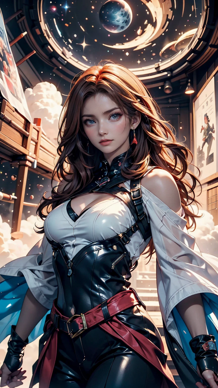 beautiful ((similar)) Lilith Building posing in (Dynamic pose) As a dieselpunk army officer in World War II, Wearing a black leather uniform that shows her cleavage、Wearing a leather military cap, Reference Photo, 最high quality, high quality, (Detailed face and eyes), dusk lighting,, Heavy makeup, industrial use, outdoor snow forest background ((close))