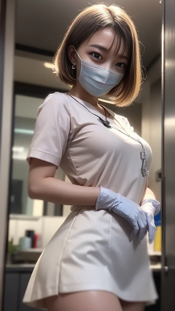 (absurdres, 8k, 4k, masterpiece, realistic, hyper extreme detailed:1.2), solo, 1girl, front view, perfect face, 1girl, portrait, looking at viewer, Female, Mature Female, hijab, malay girl, full body, detailed eyes, expressive eyes, big chest, moving clothes, short sleeve white collar shirt, sitting, tape, gagged, bondage, restrained,