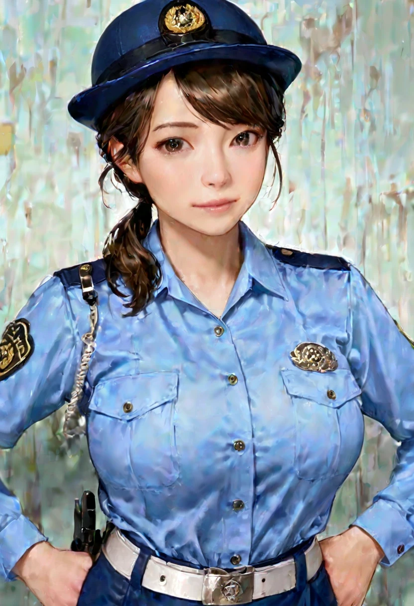 score_9, score_8_up, score_7_up,  1girl,  solo focus,  officerdva, d.va (overwatch), pink whiskers,    <lora:Officerdva-000030:1>  sitting on  police cruiser, city downtown
