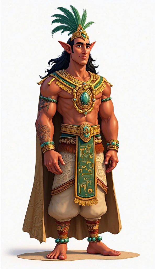 Powerful warrior, chest bared, lower body uncovered from thighs to feet, luxuriant long curls, meticulous muscle definition, photorealistic rendering, 4K resolution. Background: Ancient Egyptian temple complex,32k uhd, best quality, masterpiece, super detail, high details