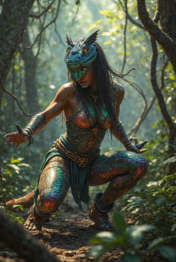 photorealistic, best quality, hyper detailed A humanoid creature hybrid of a lizard and fish and looking at the viewer, Dynamic front view. Full body photography Full body photography,skin texture, film grain, close-up, ultra high resolution, best shadow, RAW, instagram LUT.