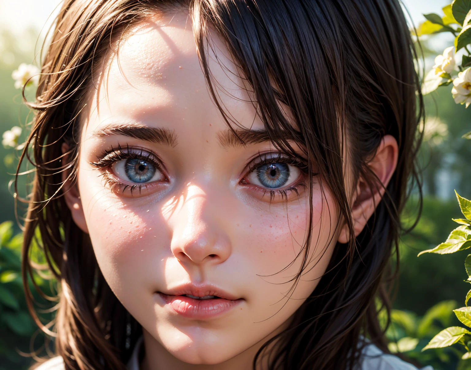 (masterpiece:1.2), ultra detailed, (realistic, photo realistic:1.37), high detail RAW color, professional photograph, full waist up pose , upper knees pose extremely detailed face, extremely detailed eyes, extremely detailed skin, extremely detailed nose, extremely detailed mouth, perfect anatomy, (Japanese famous actress:1.3), brown hair, shortcut hair, (gyaru:1.3), Dynamic lighting, (see-through transparent shirts), (gray background), (wet hair:1.3), (wet skin:1.3), (nsfw:1.2)