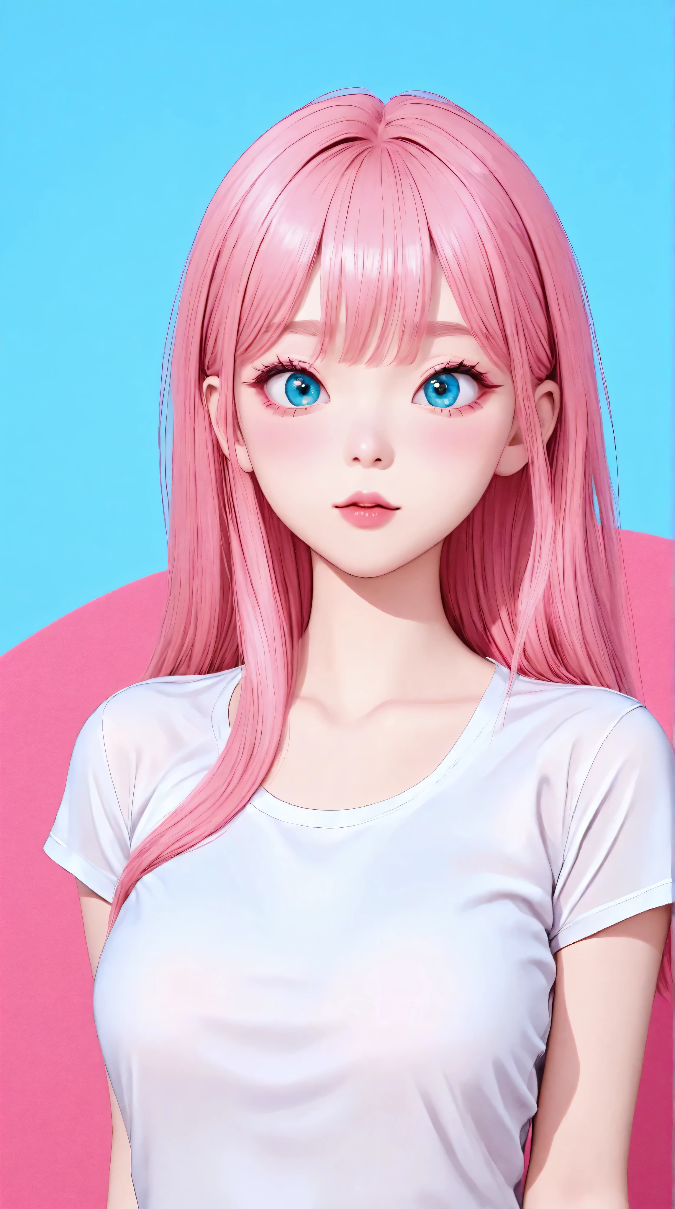 Kizi girl，Highly detailed, Amazing work，Vitreous luster,((clean backdrop))，In pink，(((blue colors)))，green color，red colour，Best quality at best，clean backdrop, shiny skin, very young korean girl, ite, slender, perfect breasts, cleavage, sexy, heavy blushing, submissive, 