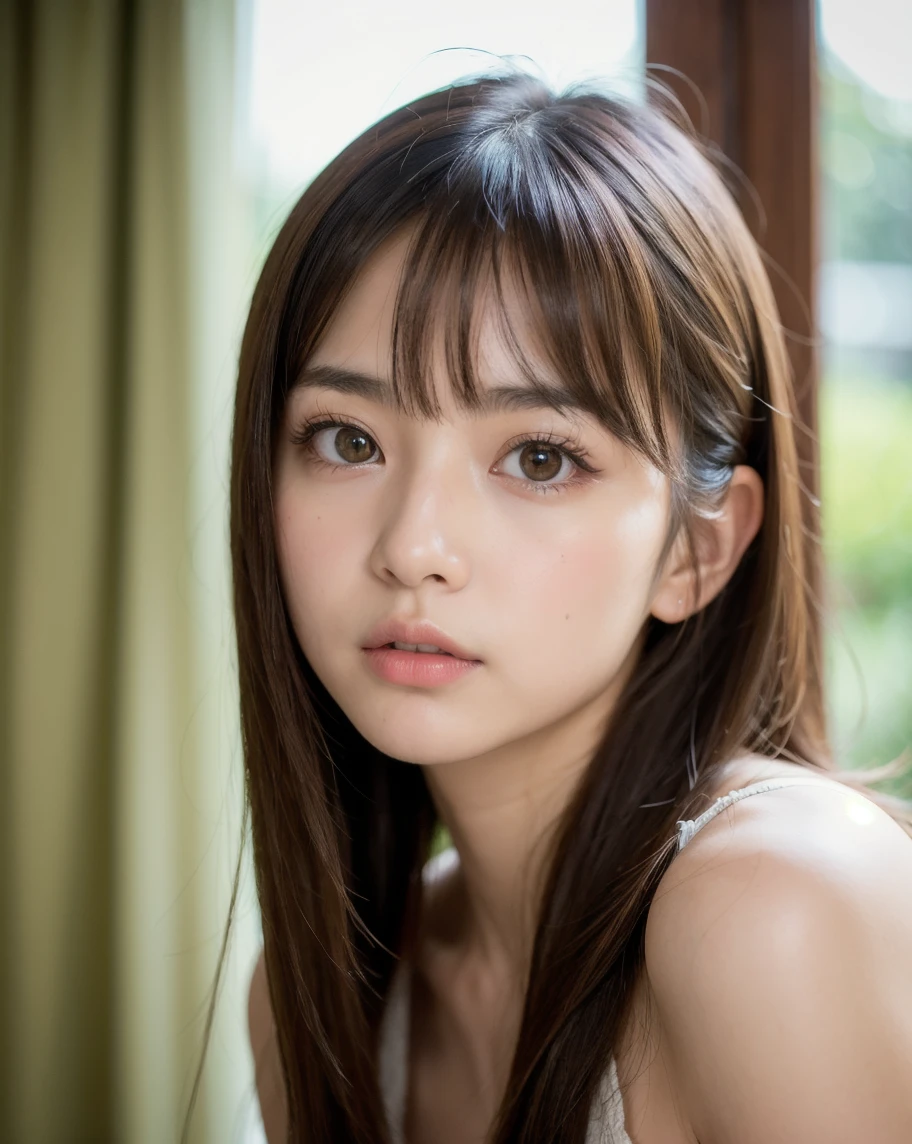 ((There was a woman sitting at the table))､((30 year old female､ unparalleled beauty))、((spread your legs))､masterpiece, 最high quality, high quality, High resolution, very refined muscles、very detailed、fine skin texture、intricate details、written boundary depth、bright lighting、（lighting from below）、beautiful face、(realistic face)、realistic eyes、美しいfine eyes、realistic skin、beautiful skin、surreal、very detailed、golden ratio、most beautiful image in the world, Location was great.、(movie lighting)、Detail emphasis, beautiful lighting、sharp focus、various poses、超detailed face、fine eyes、more hair、brown hair、long hair、beautiful hairstyle、detailed face、cleavage、(big breasts)、((portrait))、incredibly stupid, ridiculous,