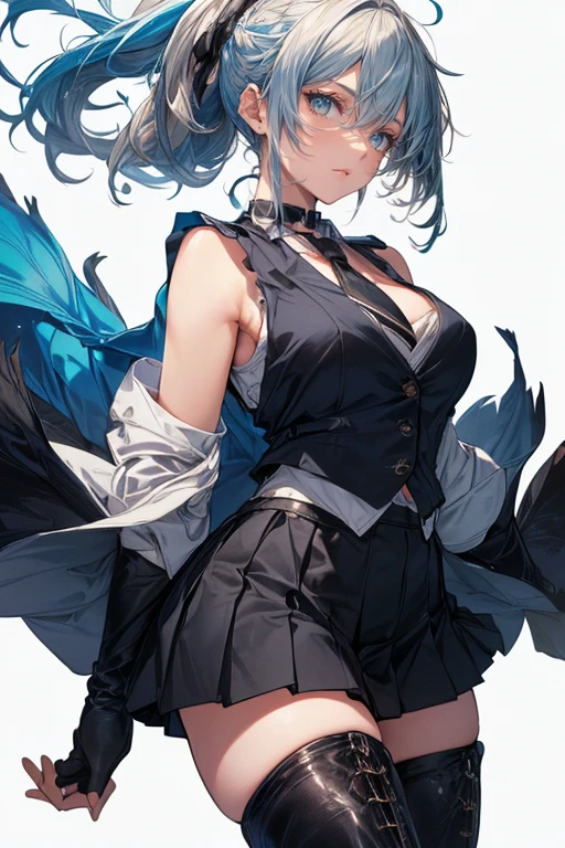 ((short hair, Highest quality, High resolution, Hmph, Pixel perfect, 4K, Hmph, Hmph))), One Girl, single, alone, Beauty、 (( bangs, Black Hair、ponytail、Scrunchie)), ((Big blue eyes, Beautiful eyelashes, Realistic eyes、Double)), ((Detailed smile, )), ((Smooth texture:0.75, Realistic texture:0.65, Realistic:1.1, Anime CG style)), Big Breasts, Perfect body, Shirt dress、Embarrassed