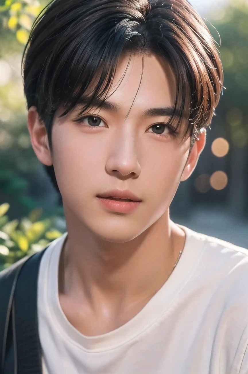 ( SLR effect ,realism,8k, Super Detailed ,absolute realism) Korean guy, Garmahair, side view