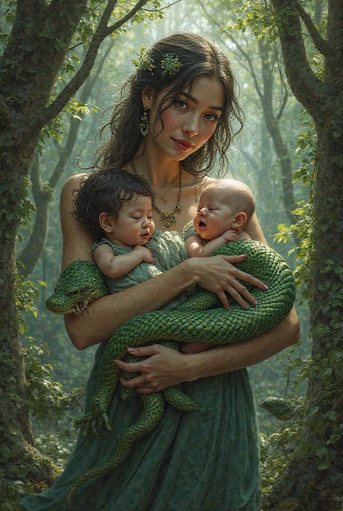 pele lisa. (((Celtic Pre-Raphaelite painting of a naked extending his arms to his mother, bosque pinheiros, Pinhas, pinheiros escoceses, raw cotton clothing, pinheiros)))" pinheiros