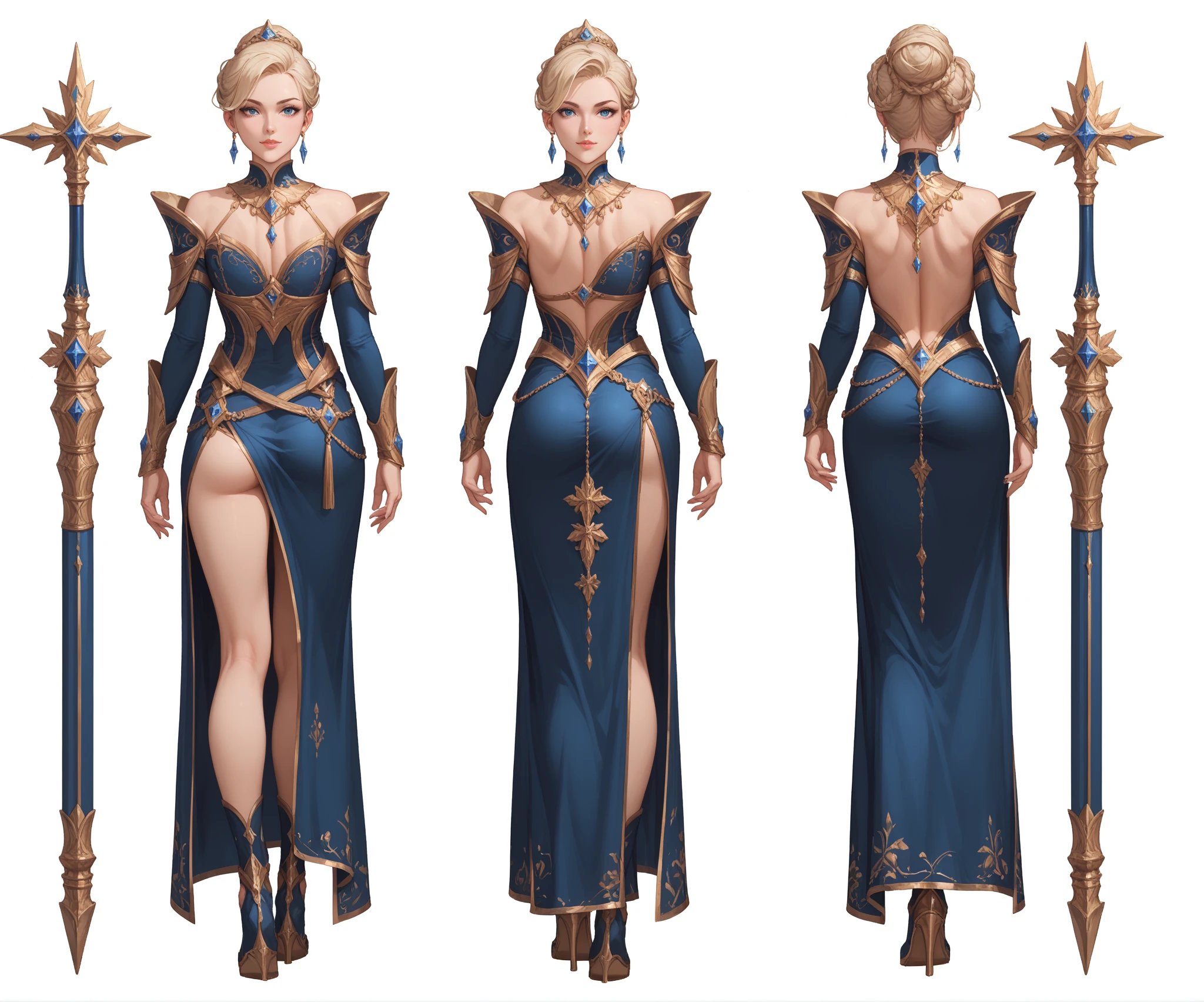 Character Design Sheet , gorgeous slim girl in fantasy archer outfit , Ultra detailed, illustration, Character Reference Sheet, the character turns 360, emoji map, swatch,