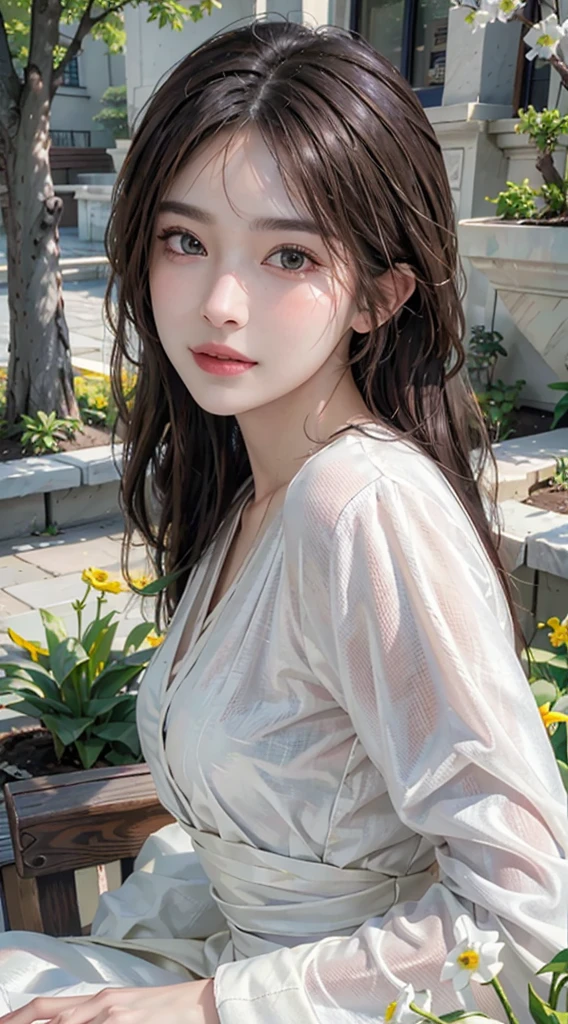 (8k, RAW photos, top quality, masterpieces: 1.2), (realistic, photorealistic: 1.37), super detailed, 1 girl, cute, solo, beautiful details sky, more cafe, night, sitting, dating, (blush), (smile: 1.1), (closed mouth), medium breasts, beautiful detail eyes, (collared shirt: 1.1), bow tie, pleated skirt, (short hair: 1.2) , floating hair