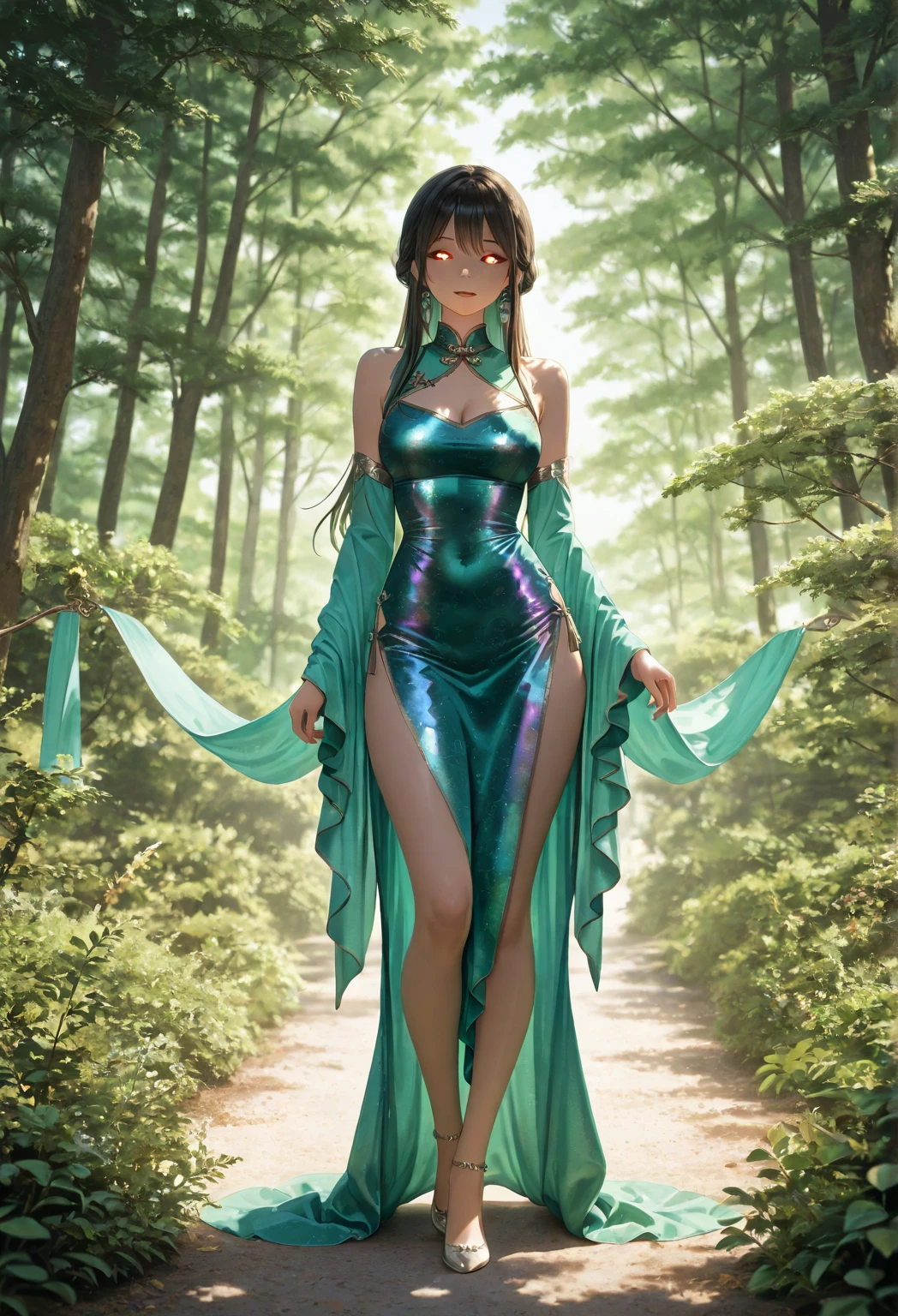 Girl, realistic, super-high-resolution, extremely detailed eyes and face, full body, long legs, outdoor, big breasts: 5.0, height 180cm,
