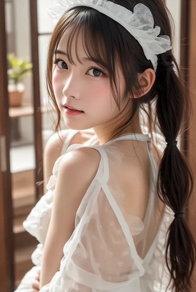 NSFW,realistic girl,elementary school girl,japanese beaitiful idol,japanese little girl,little body,short in height,slender body,flat chests,small chests,narrow shoulders,huge lower body,plump lower body,big lower body,plenty lower body,huge lower body,huge ass,pretty hips,plenty thighs,thick thighs,slender waist,plenty pelvis,beautiful small face,detailed narrow face,detailed baby face,detailed small nose,ditailed white skin,thin eyebrows,small eyebrows,detailed thin eyes,pretty mouth,duck mouth,degailed lips,seductive eyes,upskirt,T-back,garter belt,garter stockings,side ponytail,(((low-teens,)))moving on,seducting,seduction,seducting pose,sicking butts,open legs,