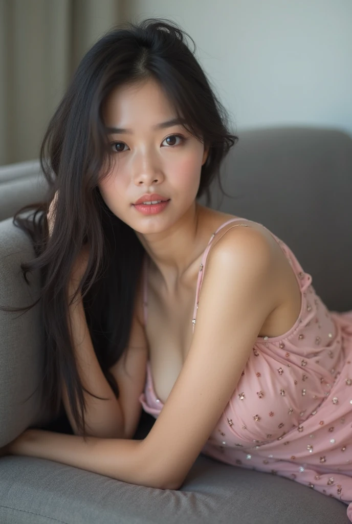 genuine、8K、there is a woman that is looking out of a window, single woman,、Portrait of an idol, young asian woman, from me,  beautiful young korean woman, perfect face、beautiful blue eyes、(((anatomically correct)))、white skin:1.3、pink lipstick