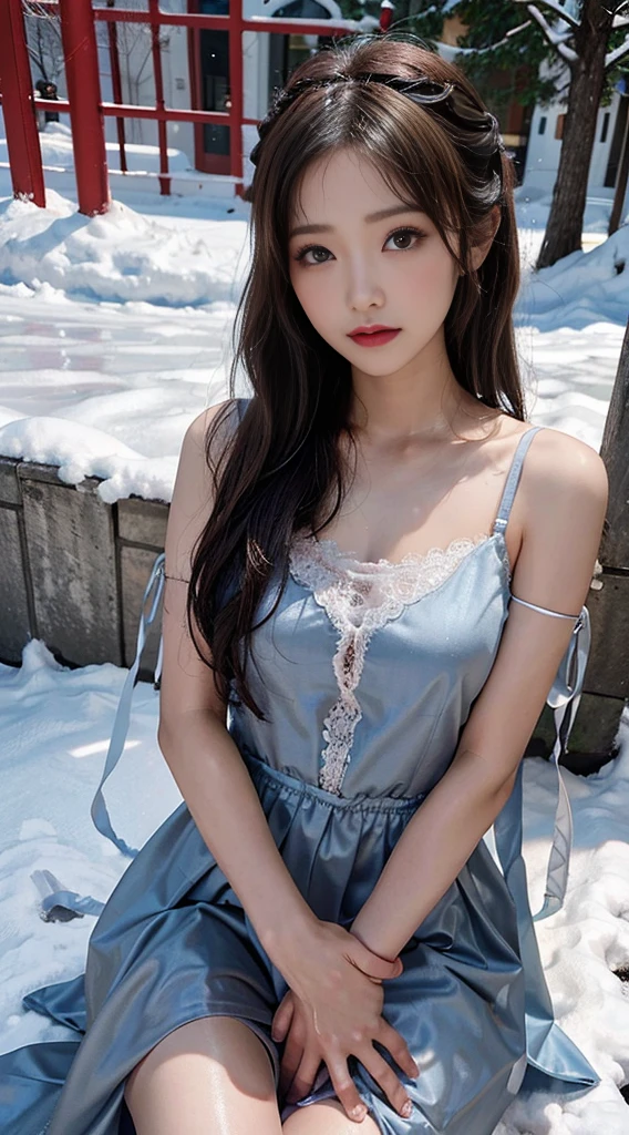 (8K,RAW photo, best quality, master piece:1.2),(Realistic, Realisticな写真:1.4),Hide your face with sadness,
ta costume,race, Aerith Gainsbourg, Upper body,upper limbs,race, underwear,exposed bare shoulders, outside, (outside,covered with snow,cloak,) expensive、expensive品質, adobe light room, high detail skin, looking at the viewer,