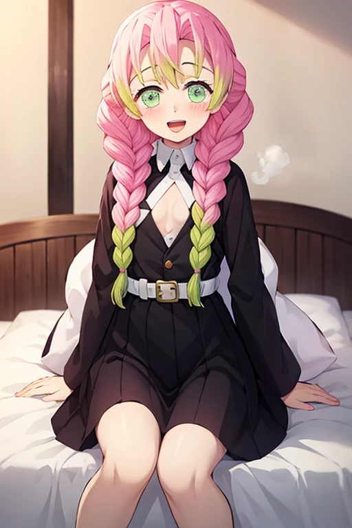 ((highest quality)), ((masterpiece)), (be familiar with), Perfect Face, indoor, Bedroom, Watching the audience,
One woman, Kanroji Mitsuri,
Open Mouth, Ecstatic expression, blush, smile,
Small breasts, Flat Chest, Young Girl, , , Girl,
Long Hair, Braid,
Fully nude, Nipples exposed, Sex with a man with a big dick, 膣内ejaculation, Semen is taken, Insert a into your, Sex in missionary position, , Leg spread,