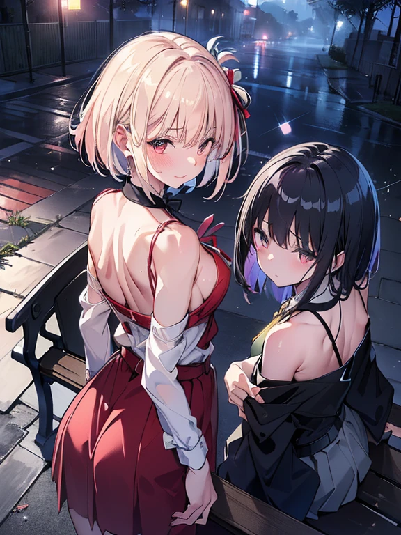 very thin girl, vampire, blonde, yellow eyes, extremely thin, very small breasts, flat breasts, very thin legs, very short black dress, running, gothic street, night, covered in blood, panties showing, pokies, dirty mouth blood,