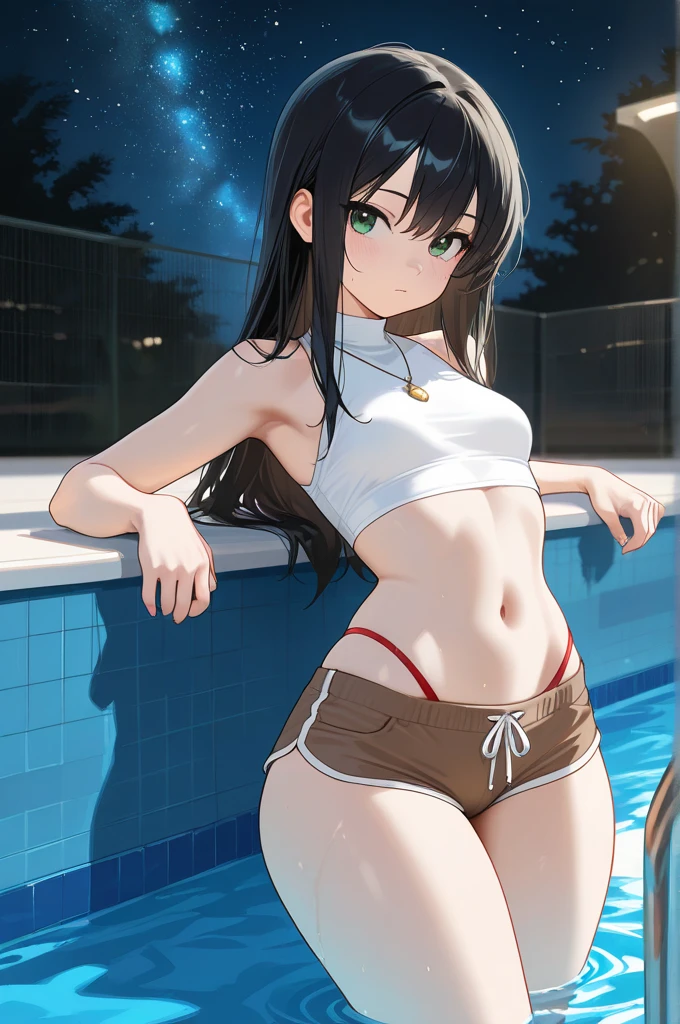 meet, Azusa Nakano, Black Hair, (Brown eyes:1.5), Long low twintails,smile,Open your mouth,Bikini swimsuit with ruffles,barefoot,Wet Hair,Wet swimsuit,Wet Skin,Daytime,Clear skies,True Summer,Water Play,whole bodyがイラストに入るように,
break outdoors, Ocean,
break looking at viewer,whole body, (Cowboy Shot:1.5),
break (masterpiece:1.2), Highest quality, High resolution, unity 8k wallpaper, (figure:0.8), (Beautiful attention to detail:1.6), Highly detailed face, Perfect lighting, Highly detailed CG, (Perfect hands, Perfect Anatomy),
