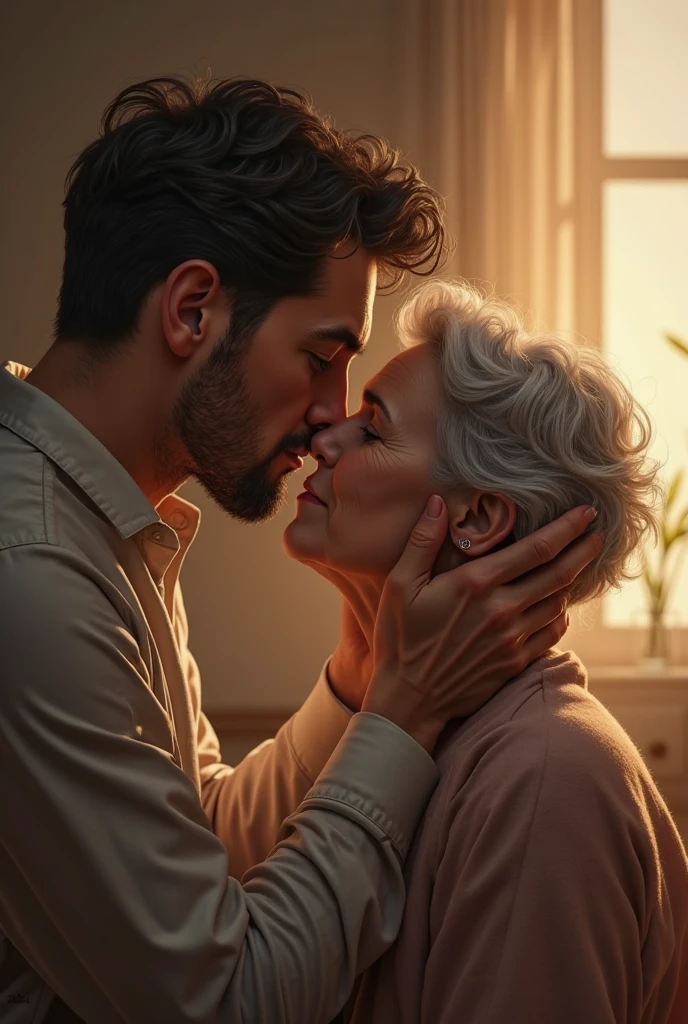 Young man fuck with old lady