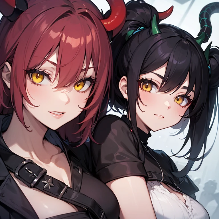 (Best Quality:1.3),4K,8K,8K Portrait,16 K,(masutepiece:1.2),(2girls:1.7),(twins:1.6),garnet,lapis lazuli,(maximalism:1.5),ultra-detailliert,absurderes,(very detailed beautiful face and eyes:1.3),
(dense beautiful hair:1.3),
Super cute girl,(bob cuts:1.4),(Girl with garnet eyes and red hair:1.3),(Girl with lapis lazuli eyes and light blue hair:1.3),(wearing a gothic dress:1.3),(Devil Wings:1.8),(devil horn:1.3),(Jewelry Hair Ornaments:1.6),(closes mouth:2.0),
(jewelry eyes:1.3),(Eyelashes:1.2),(symbol in eyes:1.3),(hight resolution, Twinkle,Glitter,Lens Flare,light Particle,Shining:1.3),