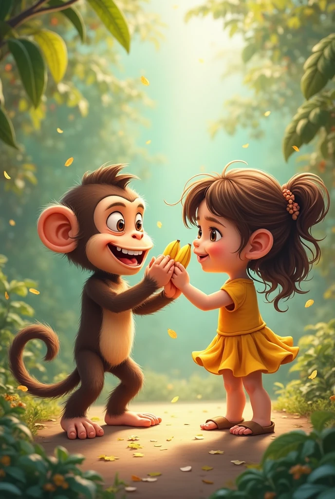 The monkey thanked Sara and the two started playing together."**  
   **Image:** Sarah and the monkey are playing, laughing and having fun together.
