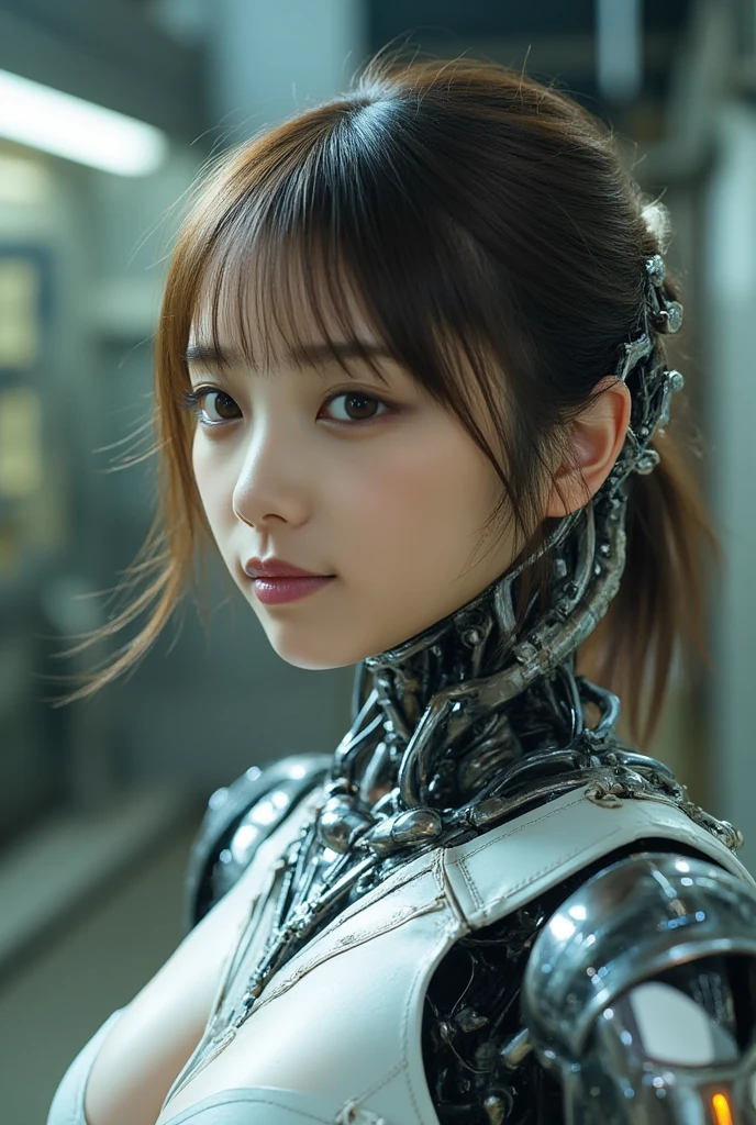 Intricate 3d rendering of highly detailed beautiful ceramic silhouette female robot face, robot, robot part, 150 mm, beautiful studio soft light, rim light, vibrant details, luxurious cyberpunk, lace, surreal, anatomy, facial muscles, cables wires, microchip, elegant, beautiful background, octane rendering, HR Giger style, 8k, best quality, masterpiece, illustration, very delicate and beautiful, very detailed, CG, unity, wallpaper , (fidelity, fidelity: 1.37), amazing, fine detail, masterpiece, best quality, official art, very detailed cg unity 8k wallpaper, absurd, unbelievably absurd, robot, silver helmet, full body