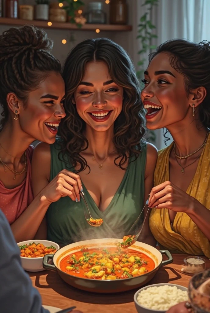 the cavewomen eating