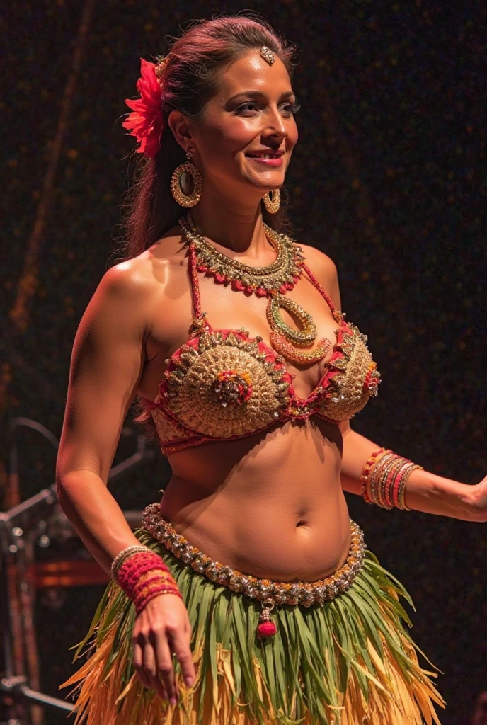 Mujer arafed con una falda hula y un collar de oro, Retrato de la Darna moderna, She is dressed as a belly dancer., Indio provocativo, bailarina, exotic costumes, gogo dancer, en disfraz, she is dressed in shaman clothes, Foto tomada con la Nikon D750, Foto tomada con Nikon D 7 5 0, indio, Belleza tradicional