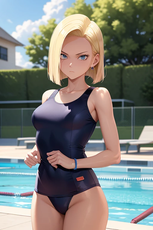 1boy, (Masterpiece, Top Quality, Best Quality), upper-body, blonde hair, black hair, multi-colored hair, очень Tall stature, Tall stature, forehead, toned abs, (swim suit: 1.1), solo, exterior, Park, blue skies, sakura trees, male focus, 8K,Taisho era, rear view, shows ass, butt