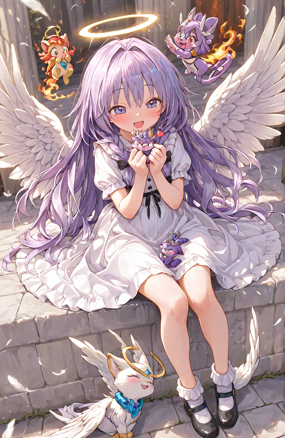 dal, , (intricate detail:1.2), 1girl, alternate_costume, arm_warmers, bangs, black_gloves, blunt_bangs, blush, candle, character_doll, closed_eyes,, drawing_tablet, dress, drooling, eyebrows_visible_through_hair, eyelashes, flat_chest, gloves, head_wreath, long_hair, low_wings, multicolored_hair, nightgown, orange_hair, parted_lips, patterned_background, pointy_ears, purple_dress, purple_hair, signature, sitting, sleeping, sleepwear, straight_hair, strap_slip, stuffed_animal, stuffed_toy, stylus, tentacle_hair, tentacles, two-tone_hair, virtual_youtuber, wings,