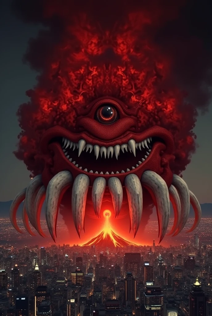 There is a big fire、There&#39;s a giant red monster on it., The monster that will destroy Pyongyang, Giant monster dragon monster, Cacodemon, Shin Godzilla, Ultra-realistic fantasy monsters, a plant monster, Giant rose flower as a head, Giant flower head, This is a monster, Beep. Hyperrealism, Open your mouth and let out a horrible scream