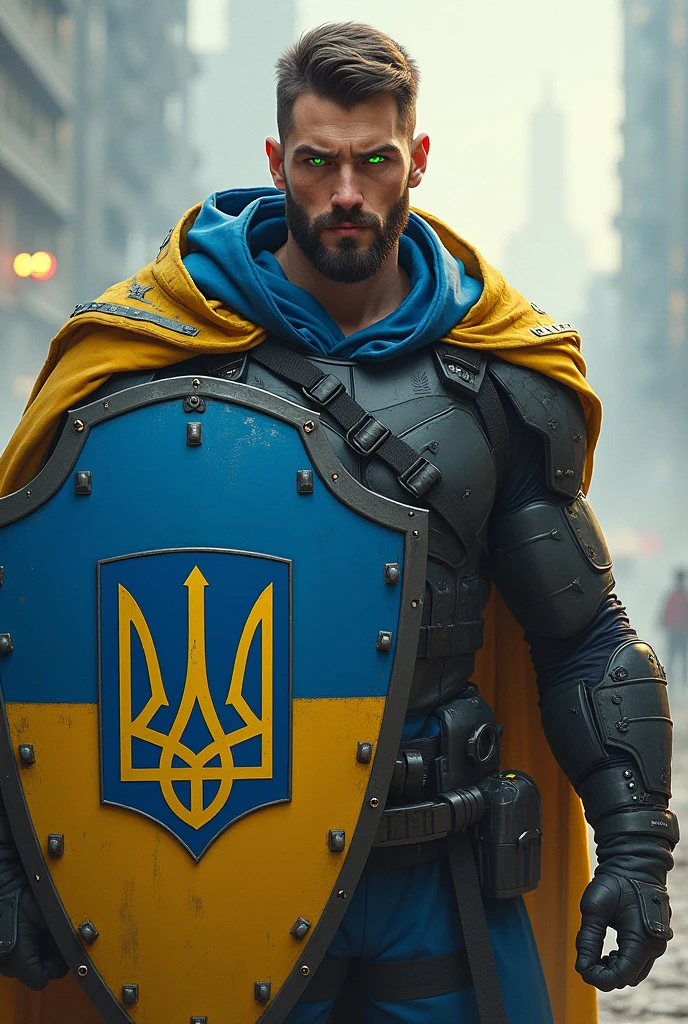Zelenskyy, a man, samurai, scarred face, with sward, cyborg armor, fire on background <lora:Zelenskyy:1> <lora:Samurainiji:0.4>
