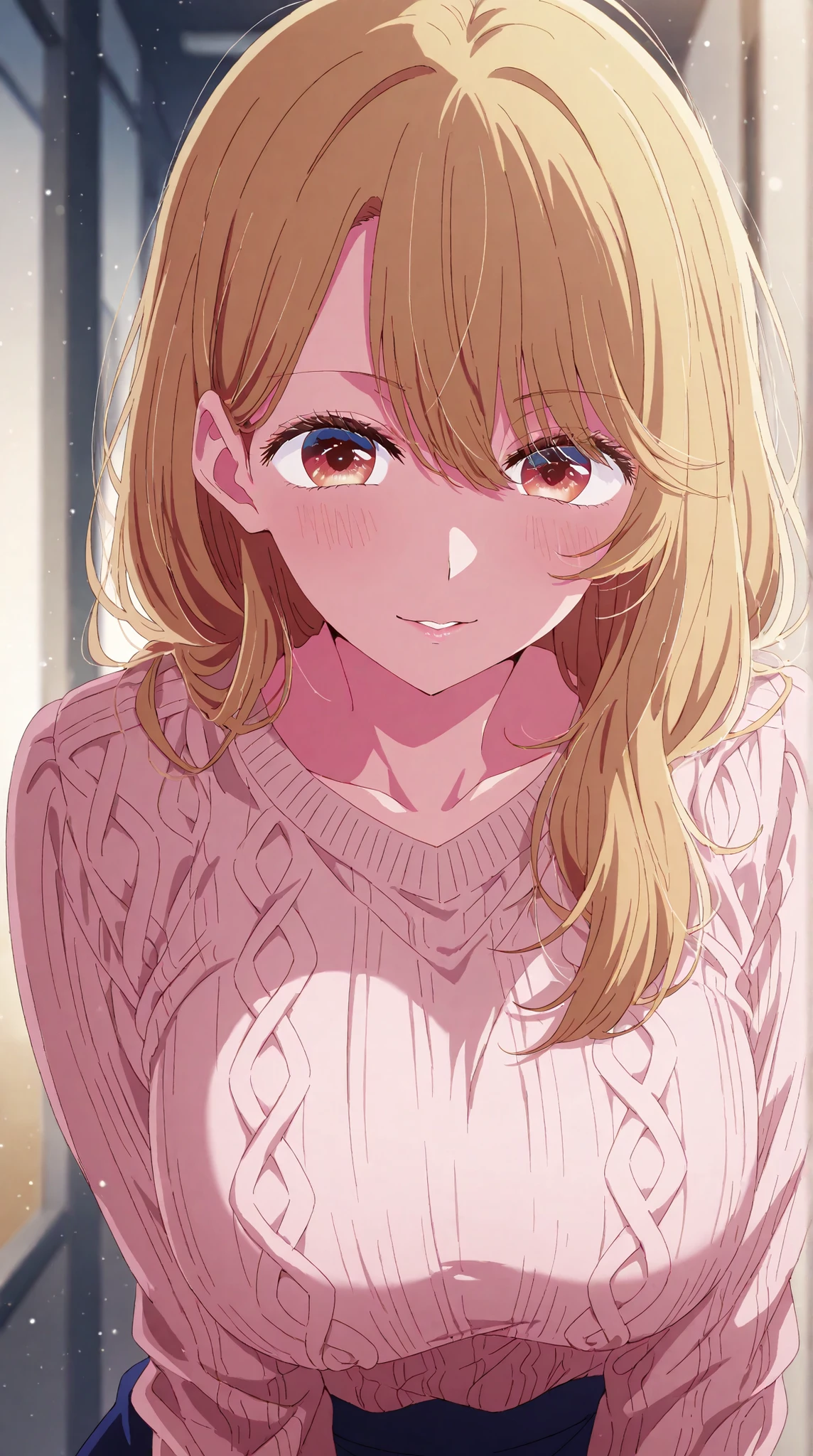 {saitou miyako} ,{oshi no ko},Detailed particles, depth_of_field, high resolution, high quality, ,uniform, sexy,, high quality, high resolution olution, detailed image, beautiful girl, beautiful to the eye, ,big breast,,50_years_old,adult woman,,brown eyes,Shoulder out knit Shoulderless,Seductive ,