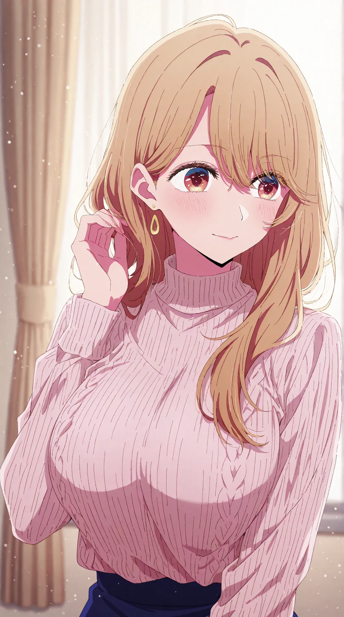 {saitou miyako} ,{oshi no ko},Detailed particles, depth_of_field, high resolution, high quality, ,uniform, sexy,, high quality, high resolution olution, detailed image, beautiful girl, beautiful to the eye, ,1,big breast,,40_years_old,adult woman,,brown eyes,knit, Shoulderless